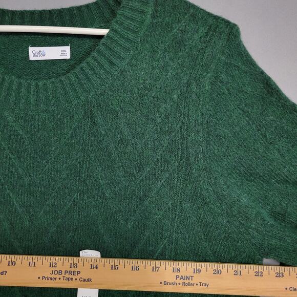 Croft & Barrow Sweater Women XXL Green Crewneck Pullover Chevron Knit Ribbed New - Picture 6 of 12